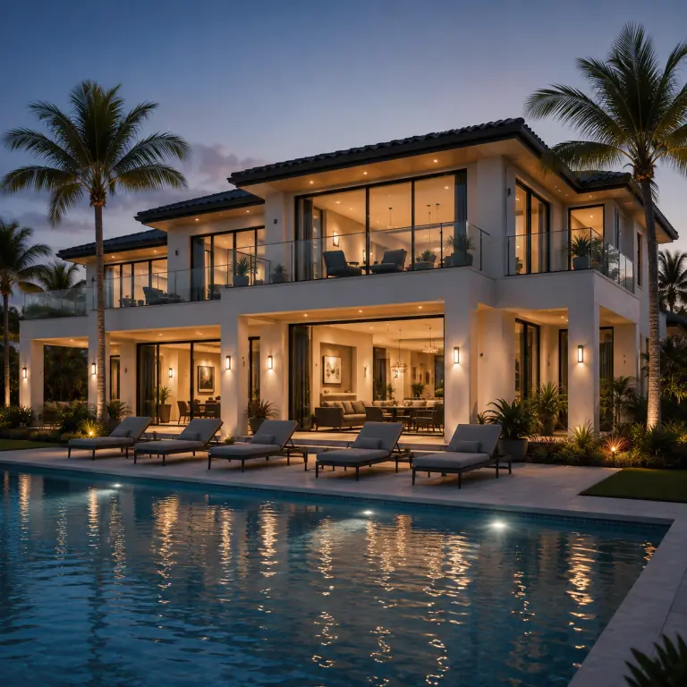 Illustrative South Florida residence with a terrace and pool
