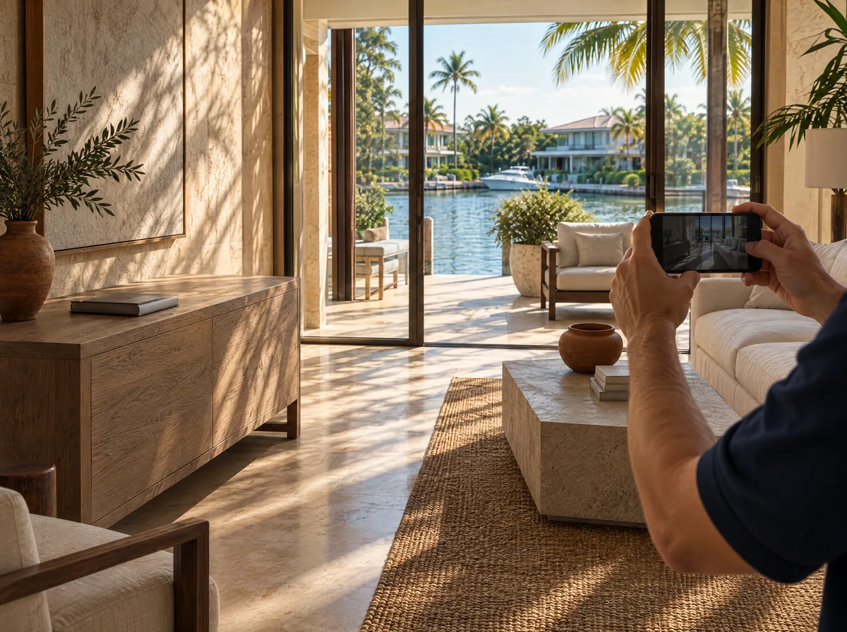 Illustrative professional documenting a South Florida waterfront interior